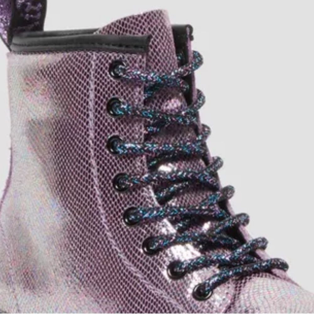 Dr. Martens Shimmering iridescent Purple Combat Boots doc metallic kid 4 adult 6 - Picture 7 of 11